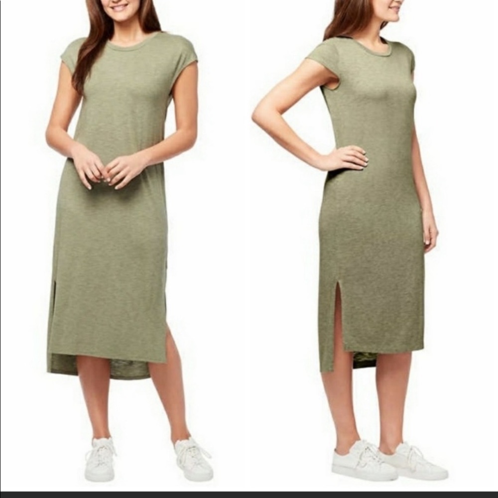 Jessica Simpson loden green cap sleeve midi dress